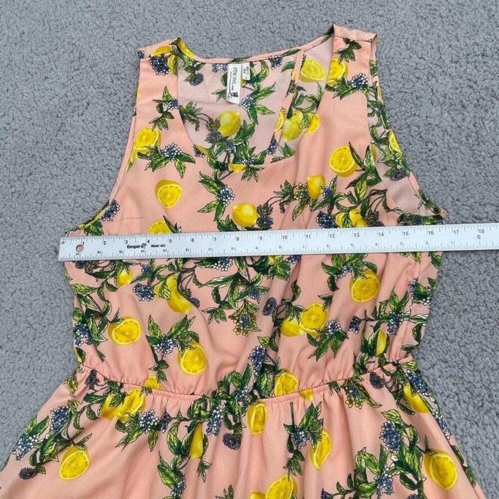 Pink Owl Dress Womens Large Pink Lemon Print Fit & Flare Cutout Back Sleeveless - Picture 7 of 12